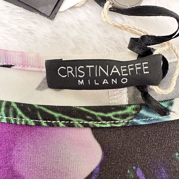 Cristinaeffe Women's Floral Lilac Short Sleeve Stretch Top Blouse Sz 42/6 Italy - Picture 12 of 14